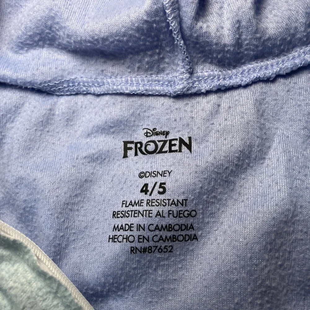 Disney Frozen Elsa Girls Size 5T Hooded Fleece One Piece Pajama Sleeper Blue